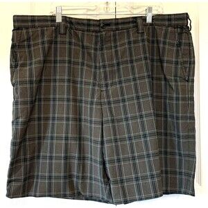 IZOD Golf Shorts Mens 42W Green Plaid Golfing Fishing Preppy